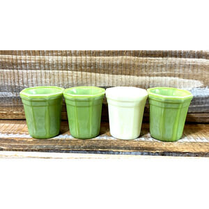 Set 4 Vintage 1930s Akro Agate Green Slag Jadeite Shot Drink Glasses 2"